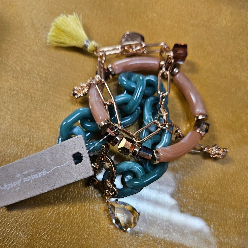 Garden party multi bracelets turquoise and gold